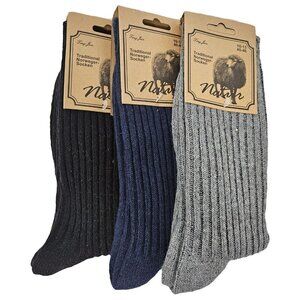 Men Wool Blend Socks, Norweger Warm Winter Boot Casual Thermal Crew Socks 3-Pack